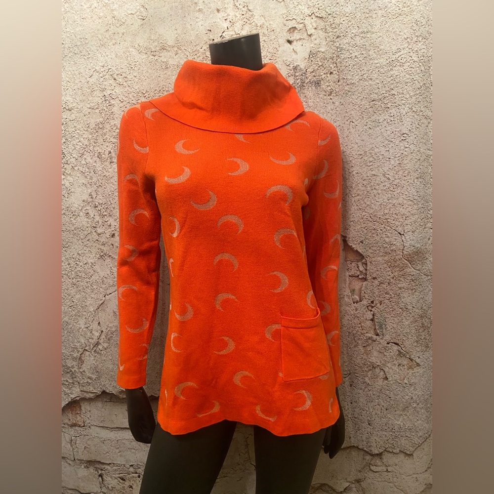 Elena Wang Orange Wool Blend Moon Cowl Neck Sweater